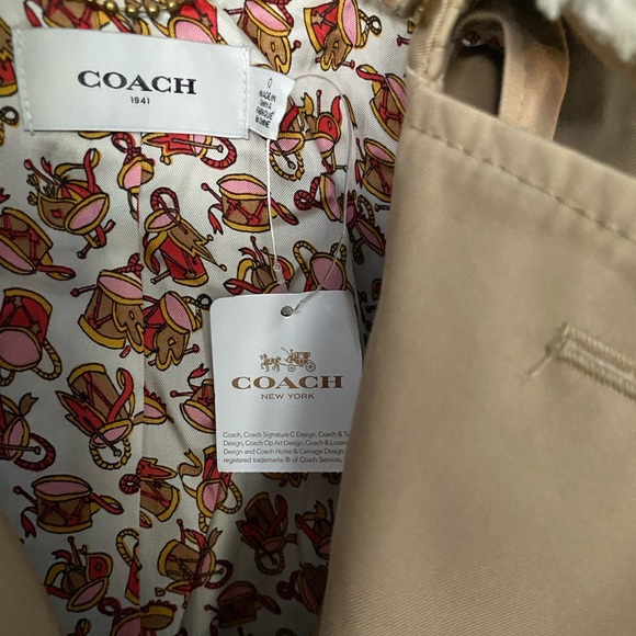 NWT COACH •Rare• Classic Animated Trench Coat with Shearling Collar Size 0 - Picture 14 of 15
